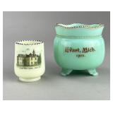 Evart Mi Historic Souvenir Uranium & Jadeite Glass