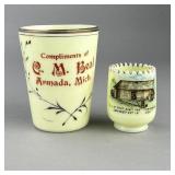 Armada & Capac Mi Historic Souvenir Uranium Glass