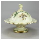 Northwood Intaglio Uranium Glass Butter Dish