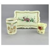 Antique Uranium Glass Cup, Tumbler & Tray