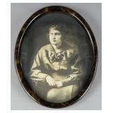 Antique Portrait Photograph Oval Convex Frame 1910