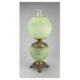 Victorian Uranium Glass Oil Parlor Lamp