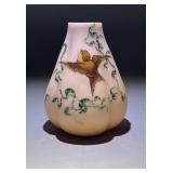 Victorian Bohemian Peach Blow Satin Art Glass Vase