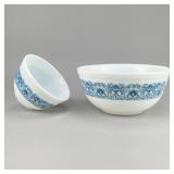 2 Pyrex Horizon Blue Serving Bowls 1969