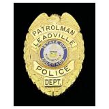 Leadville Colorado Police Patrolman Badge
