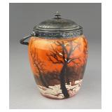 Victorian Enamel Painted Glass Biscuit Jar