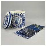 Delft Blue Stroopwafels Pottery Jar with Lid