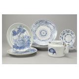 Blue & White Japanese Dinnerware Teapot & Plates