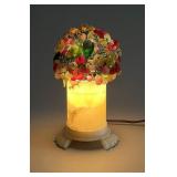 Czech Art Glass Beaded & Glass Flower Boudoir Lamp