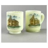 Clio MI 2 Historic Souvenir Uranium Glass