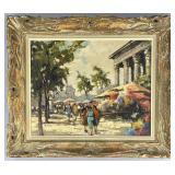 G. Riser 1950s Parisian Scene Oil Painting