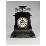Ansonia "Nile" Enameled Iron Mantle Clock 19th C.
