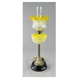 Electrified Victorian Yellow Glass Brass Oil Lamp