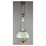 Victorian Hanging Oil Lamp with Milk Glass Shade