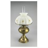 Rayo Brass Electrified Oil Lamp w Milk Glass Shade