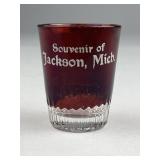 Jackson Michigan Historic Souvenir Ruby Glass