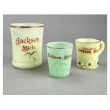 Jackson MI 3 Historic Uranium & Jadeite Glass