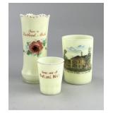 Portland MI 3 Historic Souvenir Uranium Glass