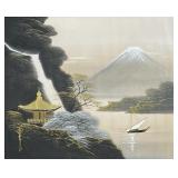 Japanese Silk Painting of Mount Fuji 1940s