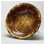 Rockingham Glaze Yellow Ware Shallow Bowl 7-3/8"