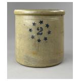 2 Gallon American Stoneware Crock with Blue Stars