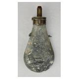 19th C. Zinc Powder Flask with Stag Hunting Motif