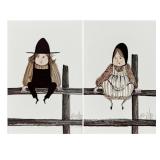 2 P. Buckley Moss (Am. 1933-2024) Amish Boy & Girl