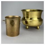 Brass Tri-Footed Planter and Bucket with Handles
