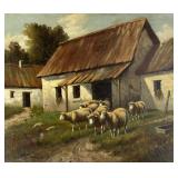 H Flambeau Oil Painting on Canvas of Sheep