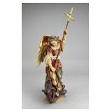 Carved Wood Figure of St Michael Defeating Satan