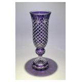 21" Purple Cut to Clear Hurricane Style Vase