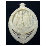 Carved Mother of Pearl Holy Land Nativity Plaque