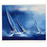 Victor Spahn (FR b. 1949) "Blue Sailing" Serigraph