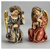 Lepi Pair of Carved & Painted Angel Figures