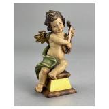 Oberammergau Carved & Painted Putto with Lute