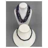 Purple Agate/Quartz Peacock Pearl Necklaces
