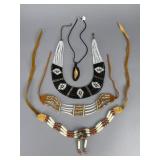 Handmade Bone Amber Seed Bead Leather Necklaces