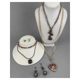 Mosaic Murano Dichroic Necklaces, Abalone Pendants