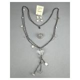 Freshwater Pearl Earrings, Necklace, Diamond Ring