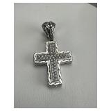 John Hardy Pave Diamond Silver Cross Pendant
