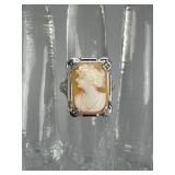 10K White Gold Cameo Ring