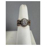 10K & 14K Rose Gold 3 Piece Diamond Wedding Set