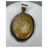 Signed  Joe Delgarito ALV Fossil Coral Pendant