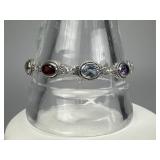 Sterling Silver Faceted Multi Gemstone Bracelet