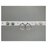 14K Yellow Gold Cultured Pearls and Opal Earrings