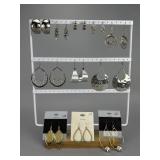 Silver Gold Tone Rhinestone Pierced Earrings