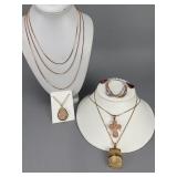 Rose Tone Box Necklaces, Pendants, Bracelet
