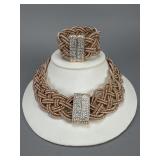 Off Park Collection Braid Rose Tone Statement Set