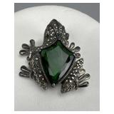 Sterling 925 Signed J J Marcasite Frog Brooch