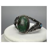 Sterling Blue & Green Turquoise Cuff Bracelet